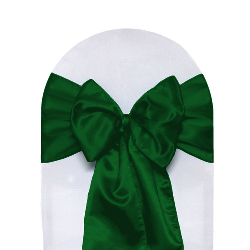 hunter emerald green satin chair sashes
