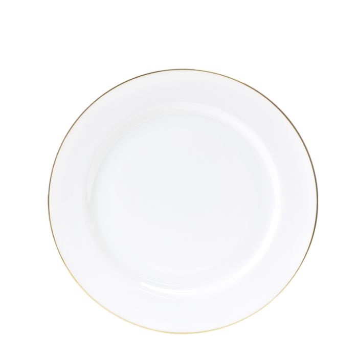 White salad dessert plate with Gold Line Rim